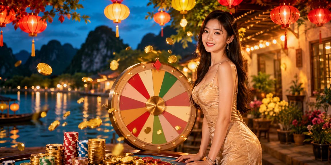 Khung cảnh lễ hội ban đêm tại Ninh Bình với ánh đèn rực rỡ
